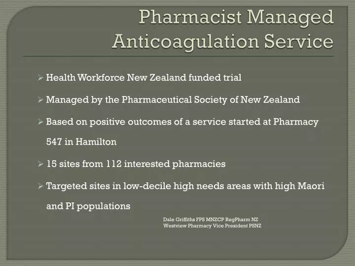 pharmacist managed anticoagulation service