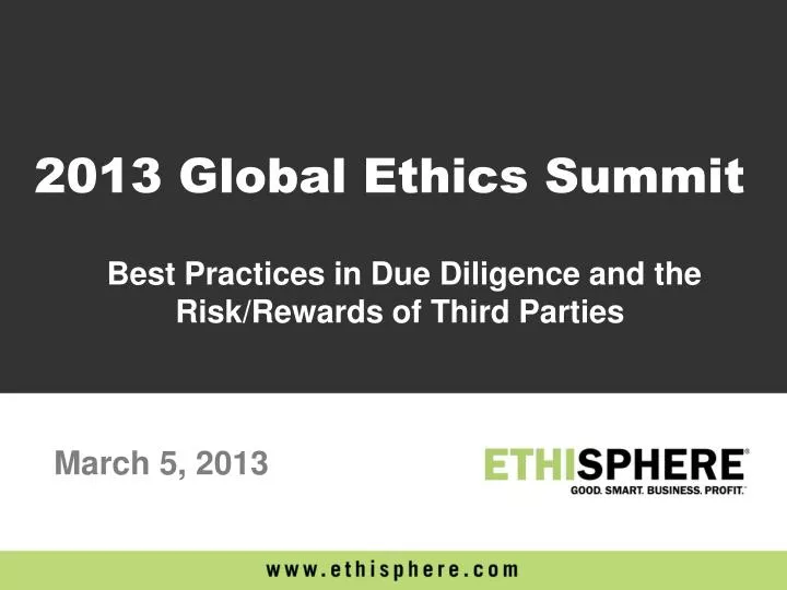 best practices in due diligence and the risk rewards of third parties