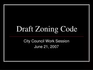 Draft Zoning Code