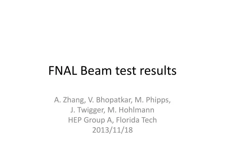 fnal beam test results