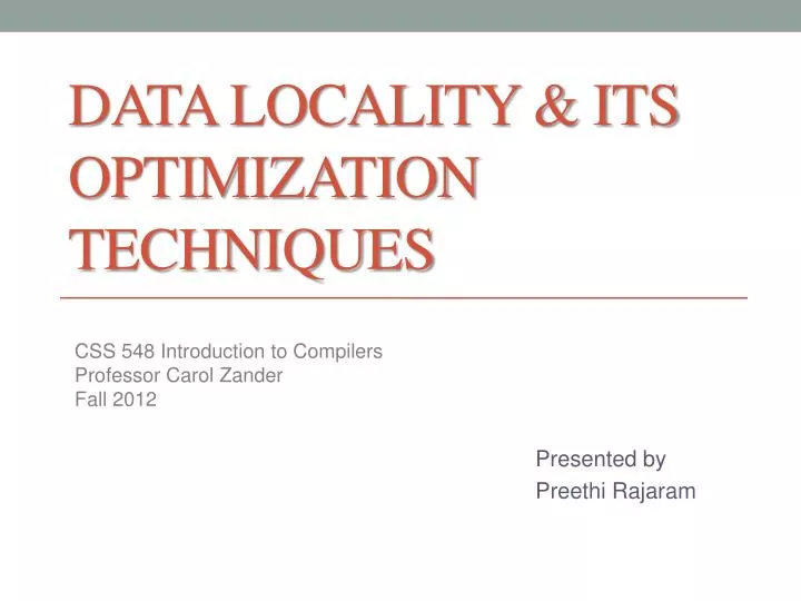 data locality its optimization techniques
