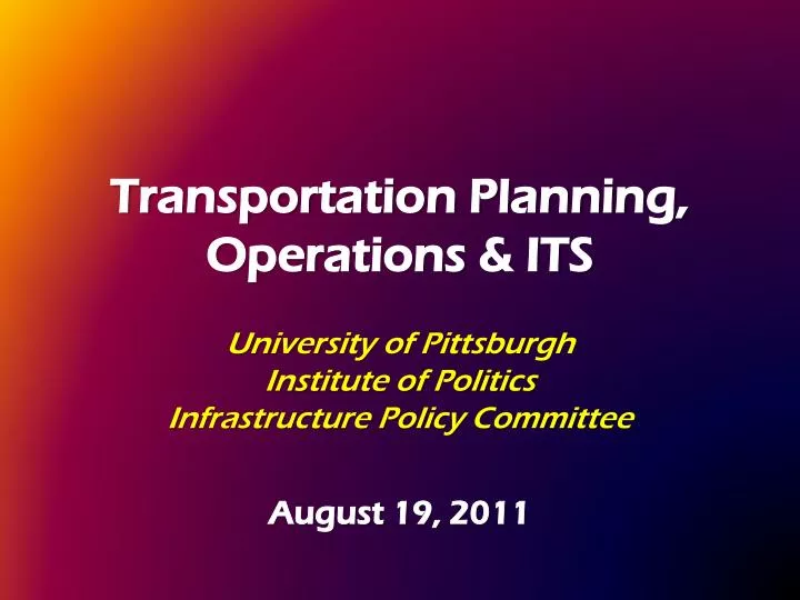 transportation planning operations its