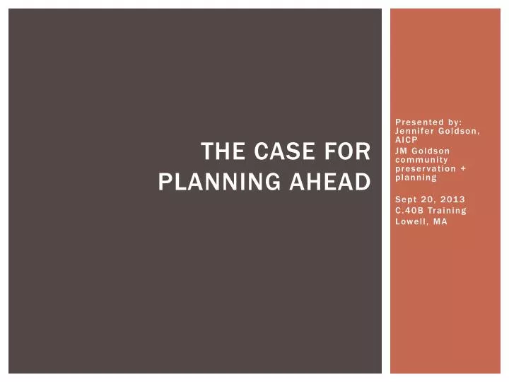 the case for planning ahead
