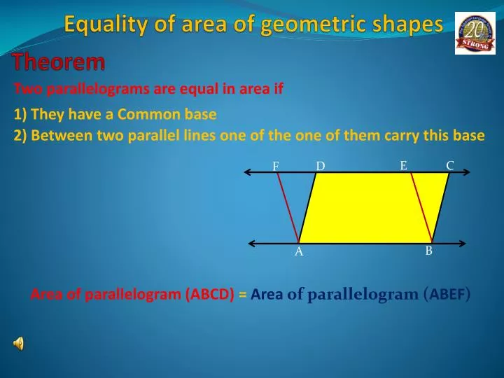 equality of area of geometric shapes