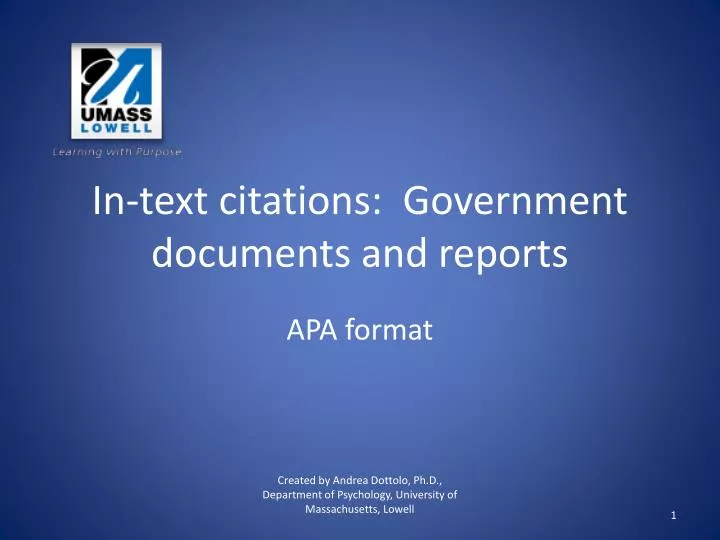 in text citations government documents and reports