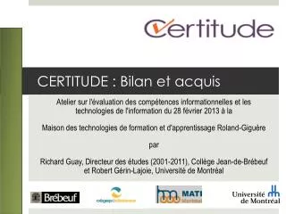 certitude bilan et acquis