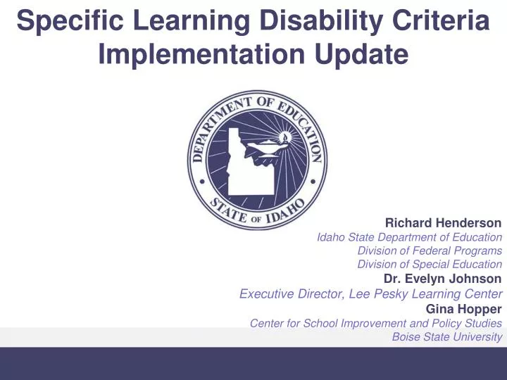 specific learning disability criteria implementation update