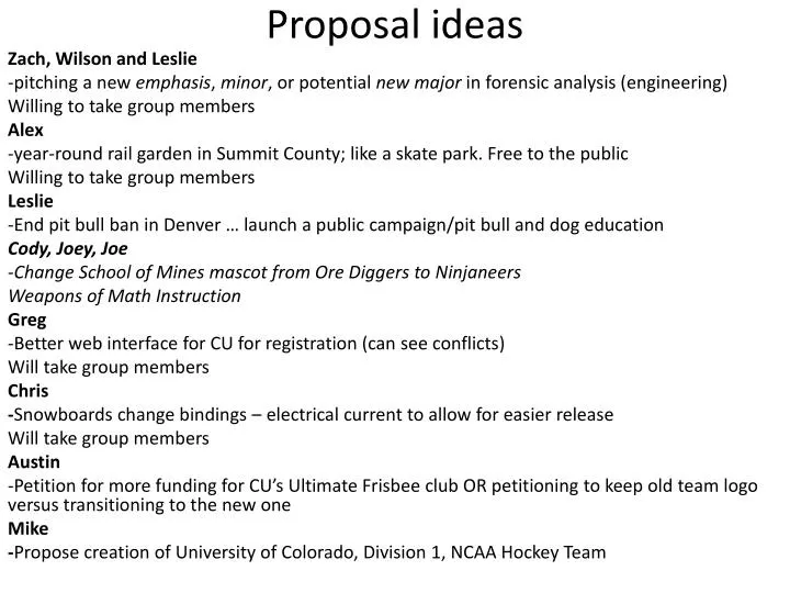 proposal ideas