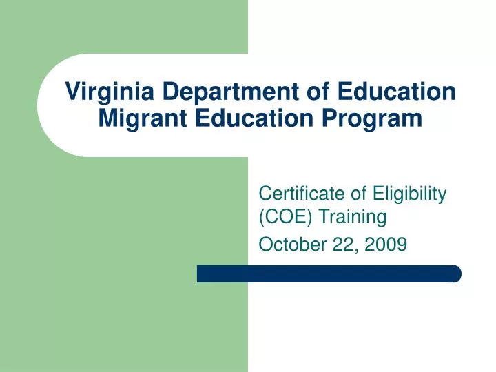 virginia department of education migrant education program