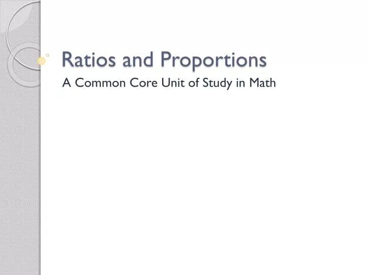 ratios and proportions