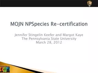 MOJN NPSpecies Re-certification