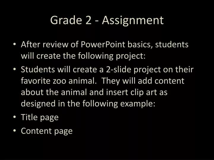 assignment for grade 2
