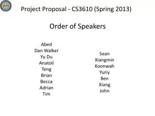 Project Proposal - CS3610 (Spring 2013)