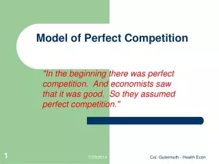 Model of Perfect Competition