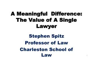 A Meaningful Difference: The Value of A Single Lawyer