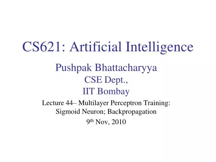 cs621 artificial intelligence