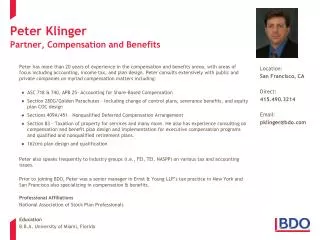 Peter Klinger Partner, Compensation and Benefits