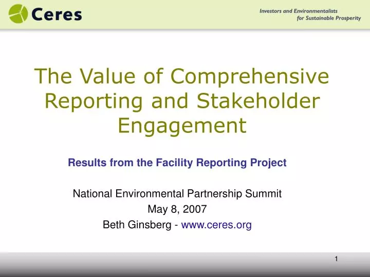 the value of comprehensive reporting and stakeholder engagement