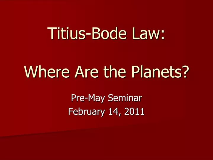 titius bode law where are the planets