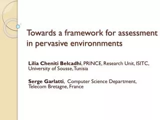 Towards a framework for assessment in pervasive environnments