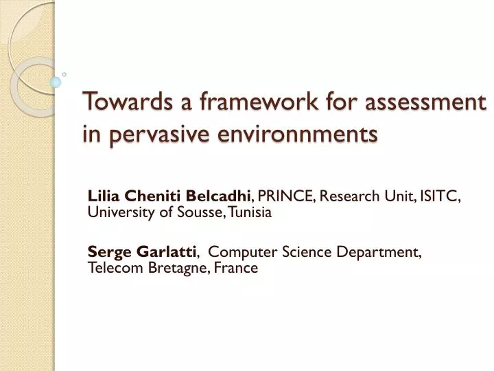 towards a framework for assessment in pervasive environnments
