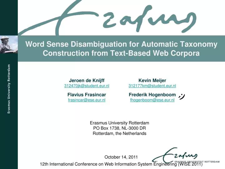 word sense disambiguation for automatic taxonomy construction from text based web corpora