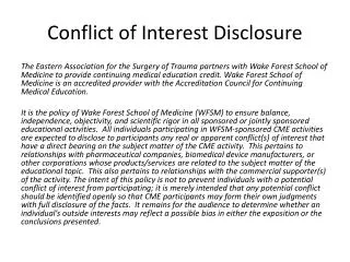 Conflict of Interest Disclosure