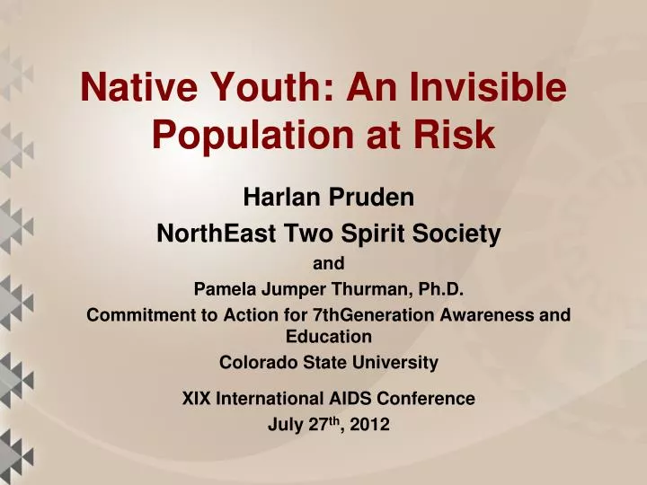 native youth an invisible population at risk