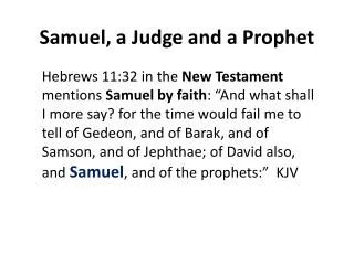 Samuel, a Judge and a Prophet