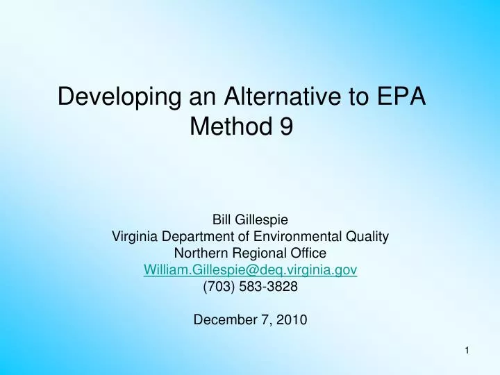 developing an alternative to epa method 9