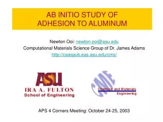 AB INITIO STUDY OF ADHESION TO ALUMINUM