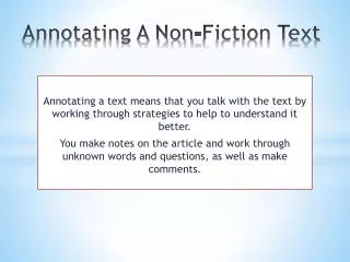 Annotating A Non-Fiction Text