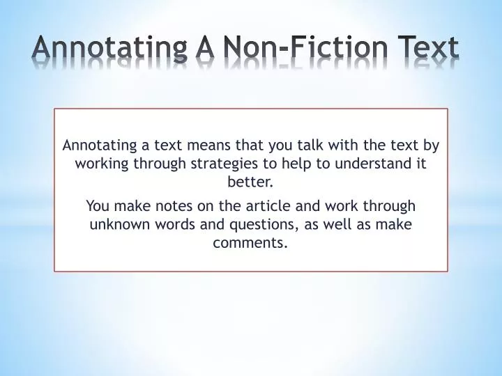 annotating a non fiction text