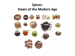 Spices: Dawn of the Modern Age