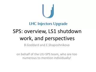 SPS : overview, LS1 shutdown work, and perspectives