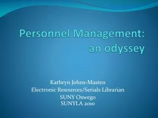 Personnel Management: an odyssey