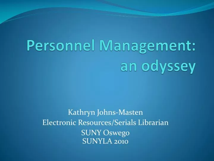 personnel management an odyssey