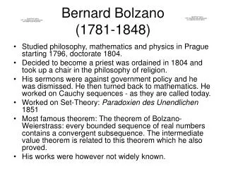Bernard Bolzano (1781-1848)