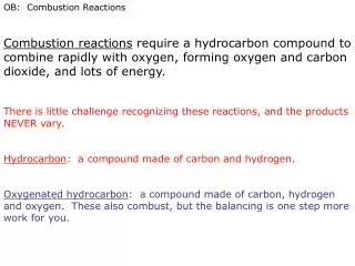 OB: Combustion Reactions