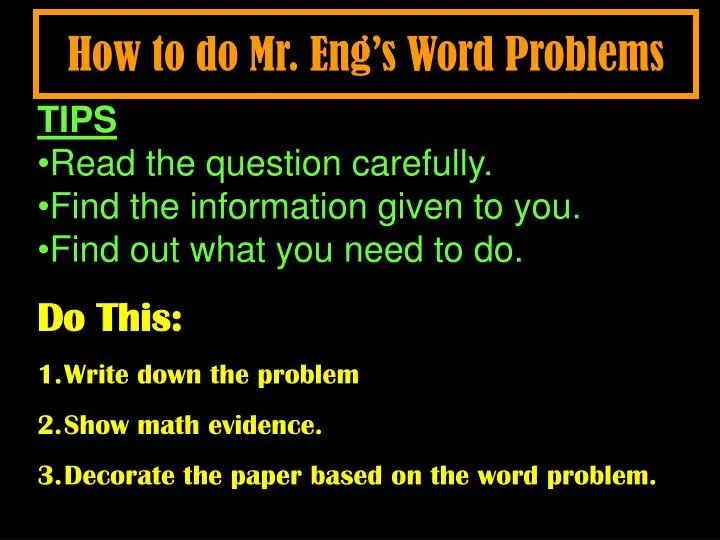 how to do mr eng s word problems