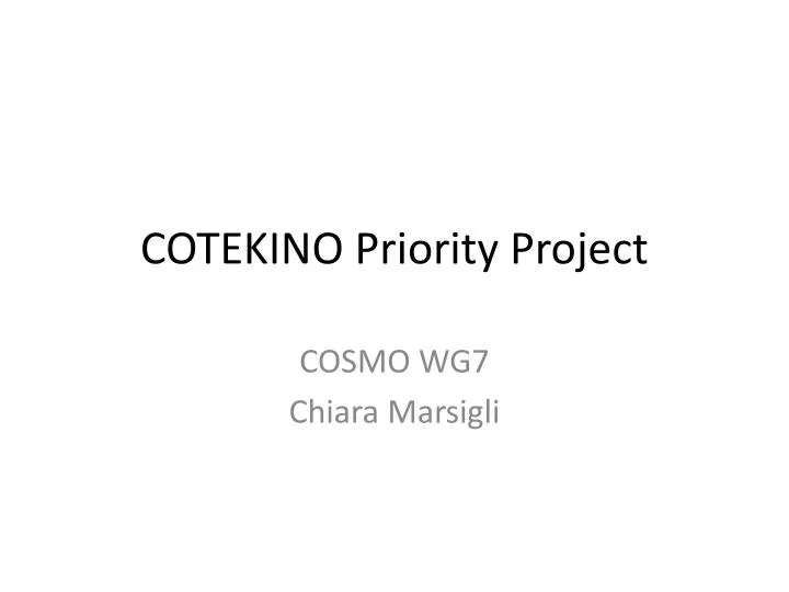 cotekino priority project