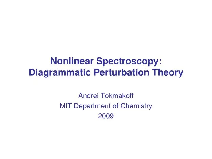 nonlinear spectroscopy diagrammatic perturbation theory