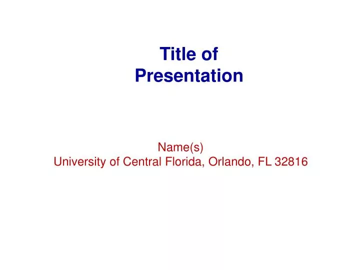 title of presentation