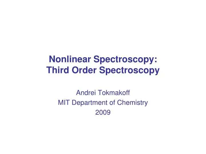nonlinear spectroscopy third order spectroscopy