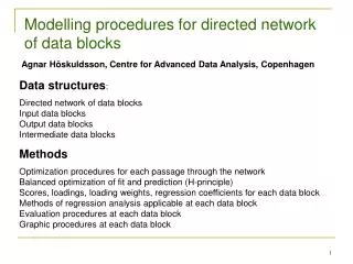 Modelling procedures for directed network of data blocks