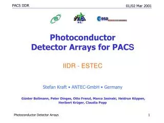 Photoconductor Detector Arrays for PAC S IIDR - ESTEC