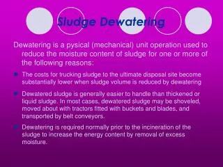 Sludge Dewatering