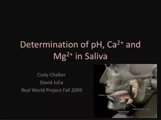 Determination of pH, Ca 2+ and Mg 2+ in Saliva