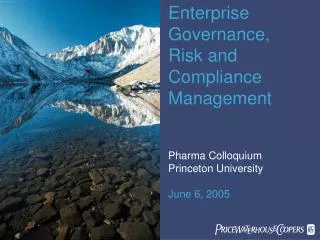 Enterprise Governance, Risk and Compliance Management Pharma Colloquium