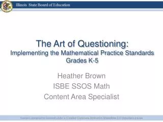 The Art of Questioning: Implementing the Mathematical Practice Standards Grades K-5